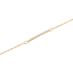 Close-up of the Mirelle Eternity Bracelet Gold, highlighting the slim gold chain and the delicate bar set with sparkling white cubic zirconia stones for a refined, minimalist look.