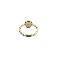 Back view of the Audrey Ring Black Agathe Gold, showing the smooth gold band and the engraved detail beneath the black agate centrepiece.