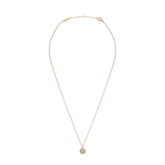 Gold Pavé Crystal Pendant Necklace featuring a delicate gold chain and a sphere-shaped pendant set with sparkling cubic zirconia crystals, shown against a plain background.