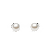 Pair of Daniel Wellington Pearl Stud Earring Silver featuring 6 mm Swarovski glass pearls set in slim silver-tone stainless steel, shown against a plain background to highlight their classic, elegant design.