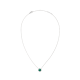 Silver Audrey Necklace Malachite features a delicate chain with a domed green malachite pendant framed by white cubic zirconia, offering a modern yet timeless look suitable for everyday wear or special occasions.