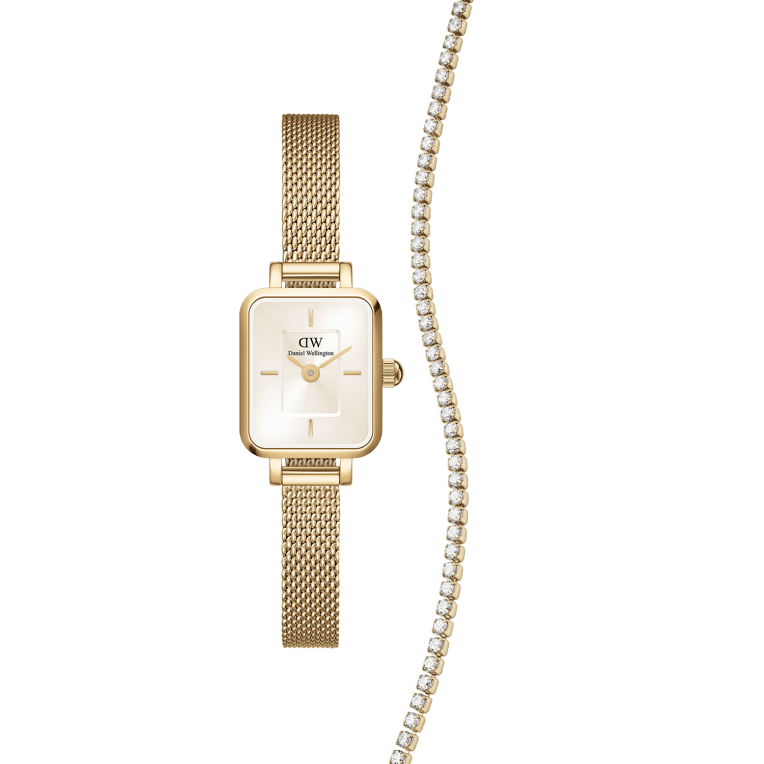 Quadro Mini Champagne Evergold + Tennis Necklace