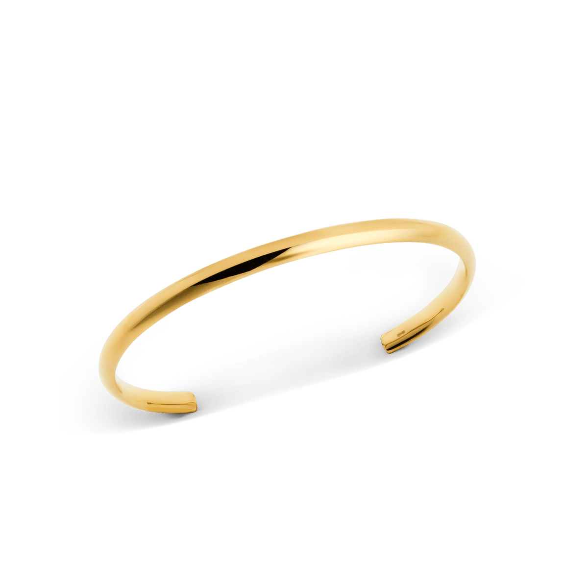 Arch Cuff Gold 4mm minimalist gold bracelet with a slim, open-ended design, featuring a polished gold finish and softly rounded edges for a timeless, versatile look.