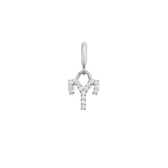 Silver Aries zodiac watch charm featuring sparkling cubic zirconia crystals, designed with a minimalist silhouette and a claw setting for secure attachment to Daniel Wellington Zodiac watches or straps.