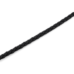 Close-up of the Daniel Braided Leather Bracelet Sheffield 2.8 Silver, highlighting the slim, tightly woven black leather strap and its minimalist design.