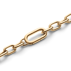 Detailed view of the Crystal Link Necklace Gold showing the polished gold chain links and the discreet spring gate clasp, highlighting its secure fastening and smooth finish.