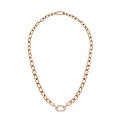Rose gold chain necklace featuring bold links and a crystal-embellished centre link, designed for women who appreciate modern elegance and versatile styling.