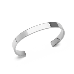 Line Cuff Polished Silver bracelet in stainless steel, featuring a sleek open cuff design with a high-polish finish and smooth edges for a modern, minimalist look.
