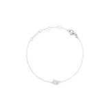 Crystal Zodiac Chain Bracelet Silver with a fine adjustable chain, lobster clasp, and a sparkling zodiac charm set with hand-placed crystals for a refined, minimalist style.