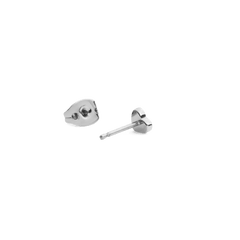 Crystal Heart Stud Silver earring shown from the back and side, highlighting the smooth stainless steel finish, petite heart shape, and secure butterfly clasp.