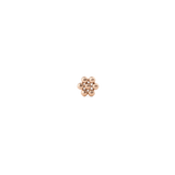 Petite flower-shaped stud earring in rose gold with a polished finish, featuring a minimalist design suitable for stacking or everyday wear.