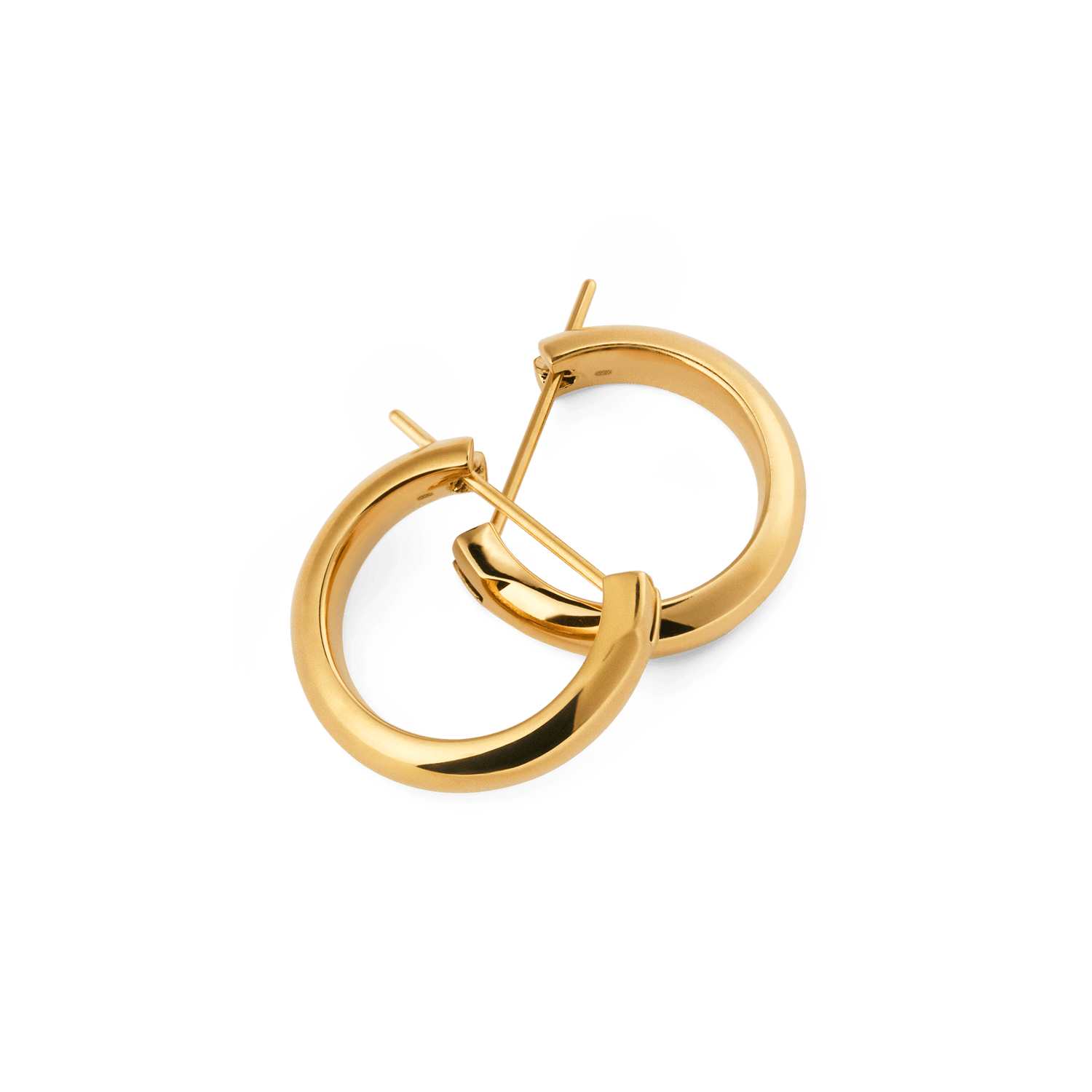 Arch Earring Gold 12mm pair featuring a sleek, rounded hoop design with a high-shine gold finish and secure pin closures, crafted from stainless steel for everyday wear.