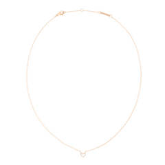 Delicate rose gold necklace featuring a fine adjustable chain and an open heart pendant with sparkling cubic zirconia accents, designed for a subtle and elegant look.