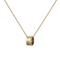 Polished Elan Necklace Gold with a minimalist ring pendant engraved with the Daniel Wellington logo, shown on a fine adjustable gold chain.
