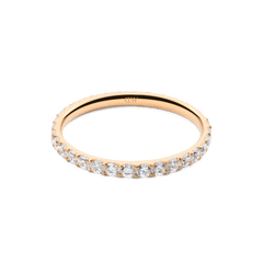 Rose gold Mirelle Eternity Ring with a 2mm slim band, featuring a continuous row of sparkling white cubic zirconia crystals for a refined and modern look.