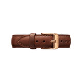St Mawes Strap Rose Gold features a genuine brown leather watch strap with a rose gold buckle, smooth finish, and detailed stitching for a classic, polished look.