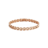 Rose gold 3-Link Bracelet with geometric links and a polished finish, featuring a secure fold-over clasp and sleek profile suitable for everyday wear.