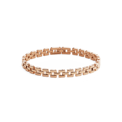 Rose gold 3-Link Bracelet with geometric links and a polished finish, featuring a secure fold-over clasp and sleek profile suitable for everyday wear.