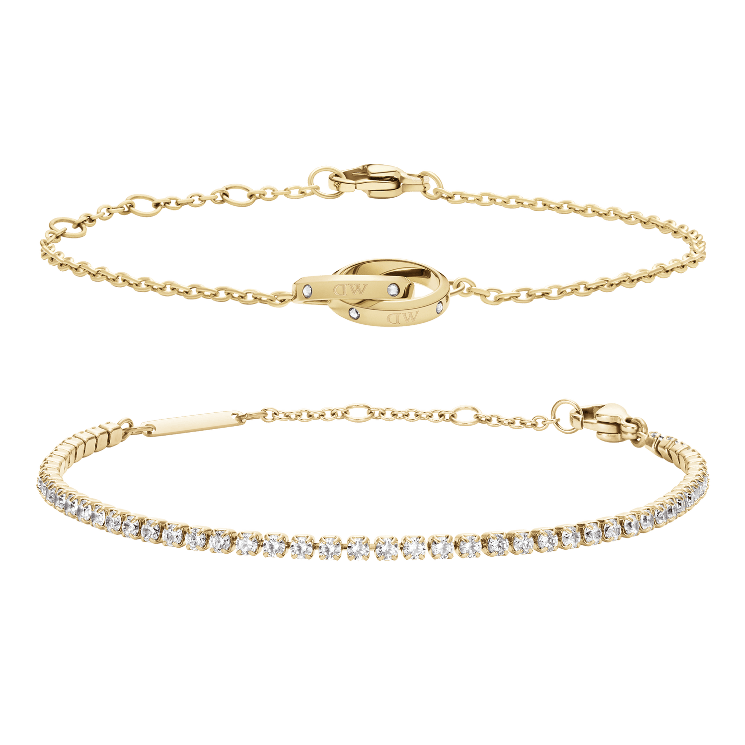 Tennis Bracelet + Lumine Unity Bracelet Gold