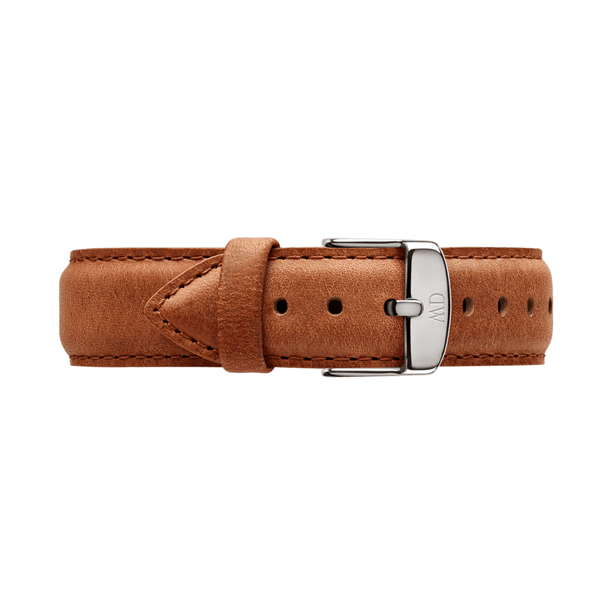 Light brown Durham Strap Silver genuine leather watch strap with a smooth finish, neat stitching, and a polished silver buckle, ideal for updating both men’s and women’s watches.