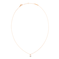 Pearl Necklace Rose Gold with a fine adjustable rose gold chain and a single Swarovski glass pearl pendant, designed for a minimal and elegant look.