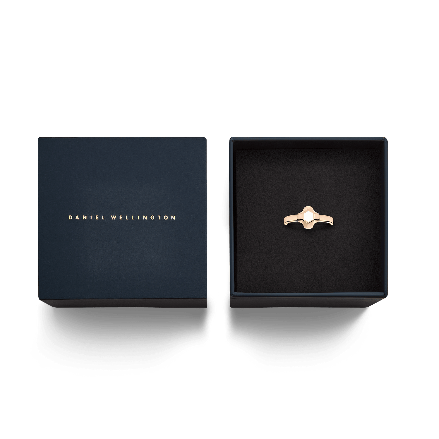 North Star Ring Small White Enamel Rose Gold