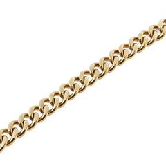 Close-up of the Ellipse Cuban Chain Necklace Gold, highlighting its chunky, polished Cuban links and smooth gold-plated finish.