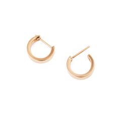 Daniel Wellington Line Earring Polished Rose Gold 3.5mm hoop earrings displayed open, highlighting their petite size, minimalist design, and polished rose gold finish.