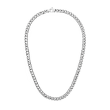 Ellipse Cuban Chain Necklace Silver featuring chunky, polished silver links in a classic Cuban chain design with a secure lobster clasp, crafted from 316L stainless steel.