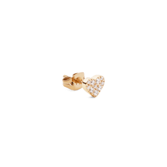 Crystal Heart Stud Gold earring featuring a petite heart-shaped design in polished gold, set with nine sparkling cubic zirconia crystals and finished with a secure butterfly back.