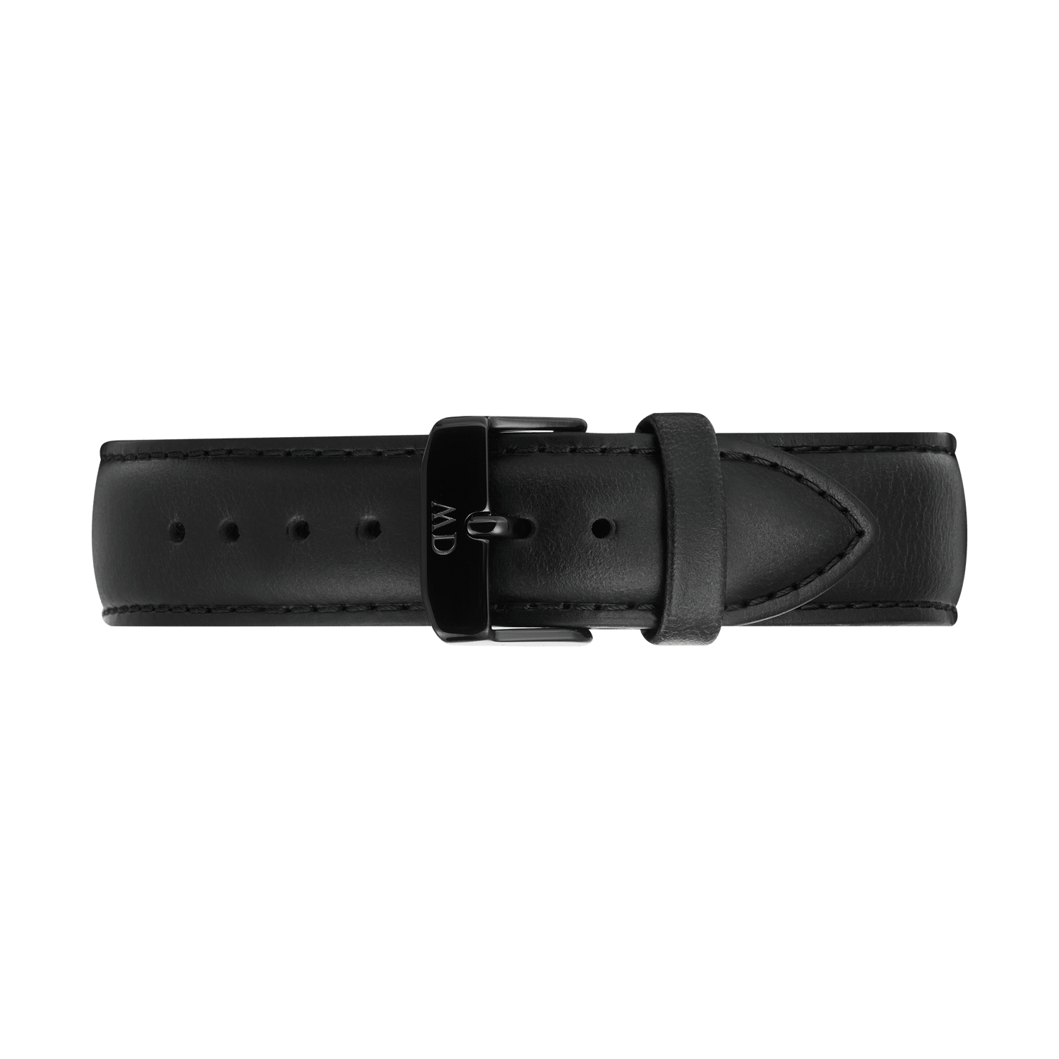 Black leather Tapered Sheffield Strap Onyx with subtle stitching, a classic tapered design, and a polished black pin buckle, suitable for a 21mm watch.