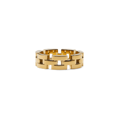 3-Link Ring Gold with bold, rectangular links and a polished gold finish, designed for a modern yet timeless style.