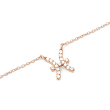 Close-up of the Crystal Zodiac Chain Necklace Rose Gold featuring a Pisces zodiac pendant set with sparkling crystals on a fine rose gold chain, highlighting the detailed craftsmanship and elegant finish.
