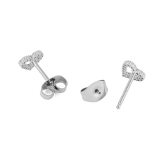 Close-up of Mirelle Heart Earring Silver stud backs and butterfly clasps, highlighting the high quality stainless steel construction and secure fastening suitable for sensitive ears.