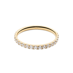 Mirelle Eternity Ring Gold 2mm with a slim gold band, fully set with sparkling white cubic zirconia crystals for a refined, minimalist look.