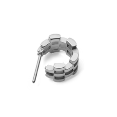 5-Link Earrings Silver by Daniel Wellington shown with an open clasp, highlighting the geometric link design and polished stainless steel finish suitable for everyday wear.