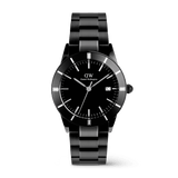 Iconic Paradigma Link Black men’s watch with a 40mm stainless steel case, minimalist black dial, bold index bezel, and a polished and brushed black link bracelet, featuring a date display and clear index markings.