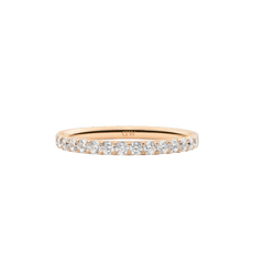 Mirelle Eternity Ring Rose Gold 2mm featuring a slim rose gold band set with a continuous row of white cubic zirconia crystals, offering a minimalist and elegant style.