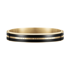 Classic Emalie Infinite Gold Black bracelet with polished gold finish, deep black enamel detailing, and subtle Daniel Wellington branding, ideal for pairing with watches or other jewellery.