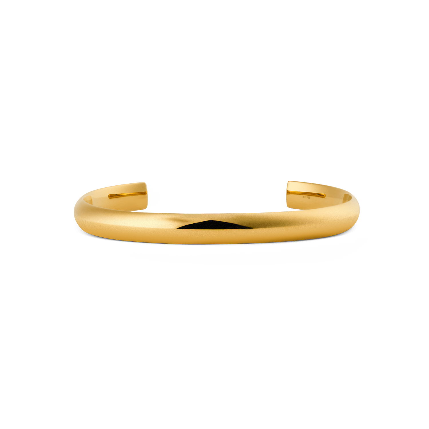 Arch Cuff Gold 6mm features a polished gold finish with a softly curved, open-ended design and smooth contours, ideal for both men and women seeking a classic, minimalist bracelet.