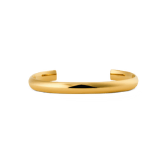 Arch Cuff Gold 6mm features a polished gold finish with a softly curved, open-ended design and smooth contours, ideal for both men and women seeking a classic, minimalist bracelet.
