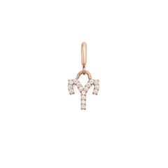 Rose gold Aries zodiac watch charm featuring sparkling cubic zirconia crystals, designed for Daniel Wellington watches and straps, with a minimalist and elegant finish.
