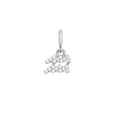 Silver Aquarius zodiac watch charm featuring sparkling cubic zirconia crystals, designed for Daniel Wellington watches or bracelets and finished with a polished stainless steel clasp.