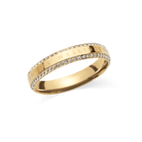 Classic Aura Duo Ring Gold featuring a polished gold band with engraved detail, framed by two rows of sparkling pavé-set crystals for a refined and modern look.