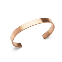 Line Cuff Brushed Rose Gold bracelet with a slim, open cuff design and a soft brushed rose gold finish, shown at an angle to highlight its smooth contours and minimalist style.