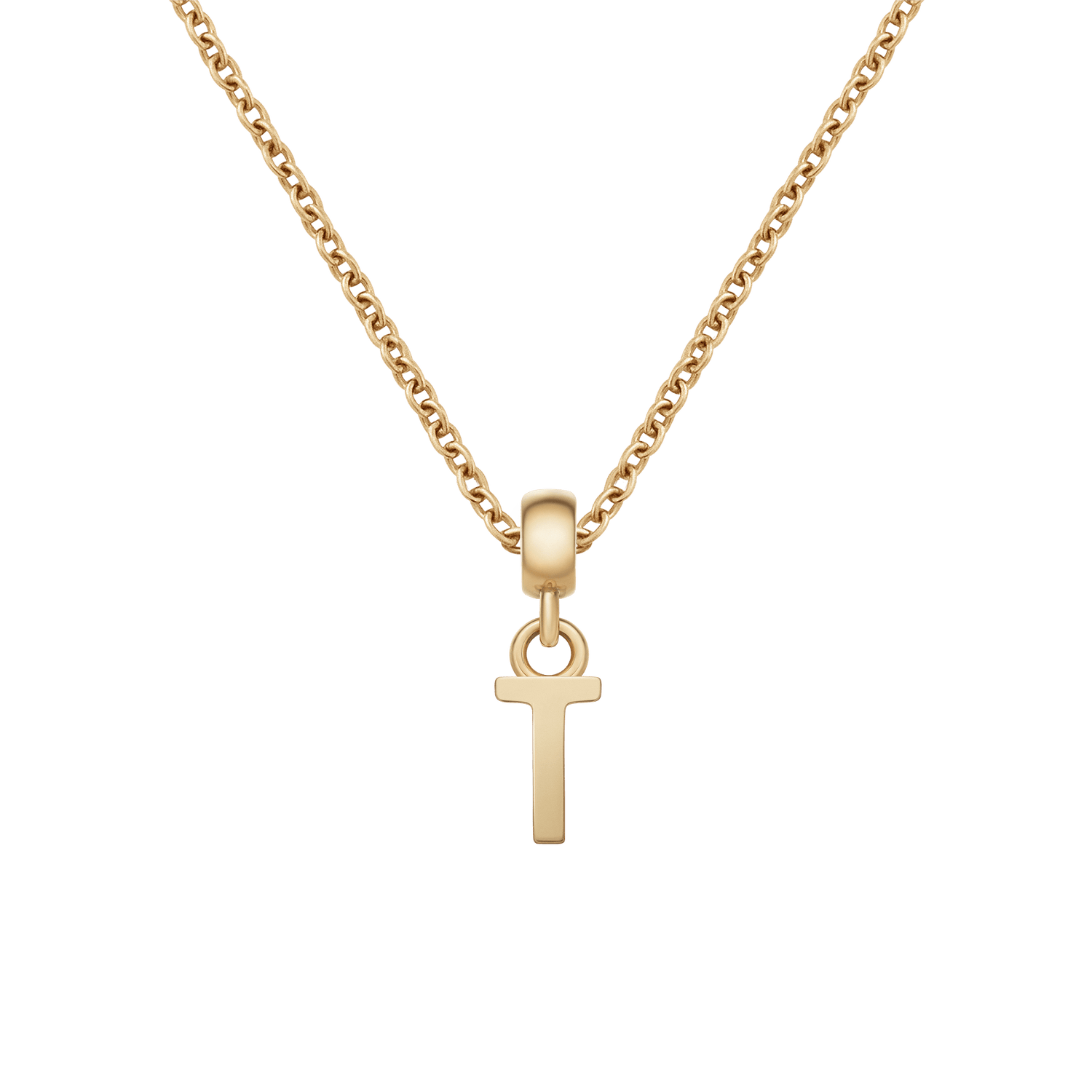 Charm Chain Necklace + Letter Charm Gold