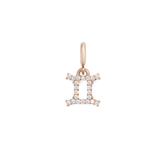 Gemini zodiac watch charm in rose gold, featuring sparkling cubic zirconia crystals and a sleek, minimalist design suitable for Daniel Wellington watches and bracelets.