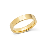 Polished gold ring with a clean, modern 4.5mm band, featuring a high-shine finish and smooth edges, crafted from stainless steel with PVD gold plating.