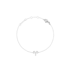 Crystal Zodiac Chain Bracelet Silver with a fine adjustable chain and an Aries zodiac charm set with sparkling crystals, finished with a secure lobster clasp.